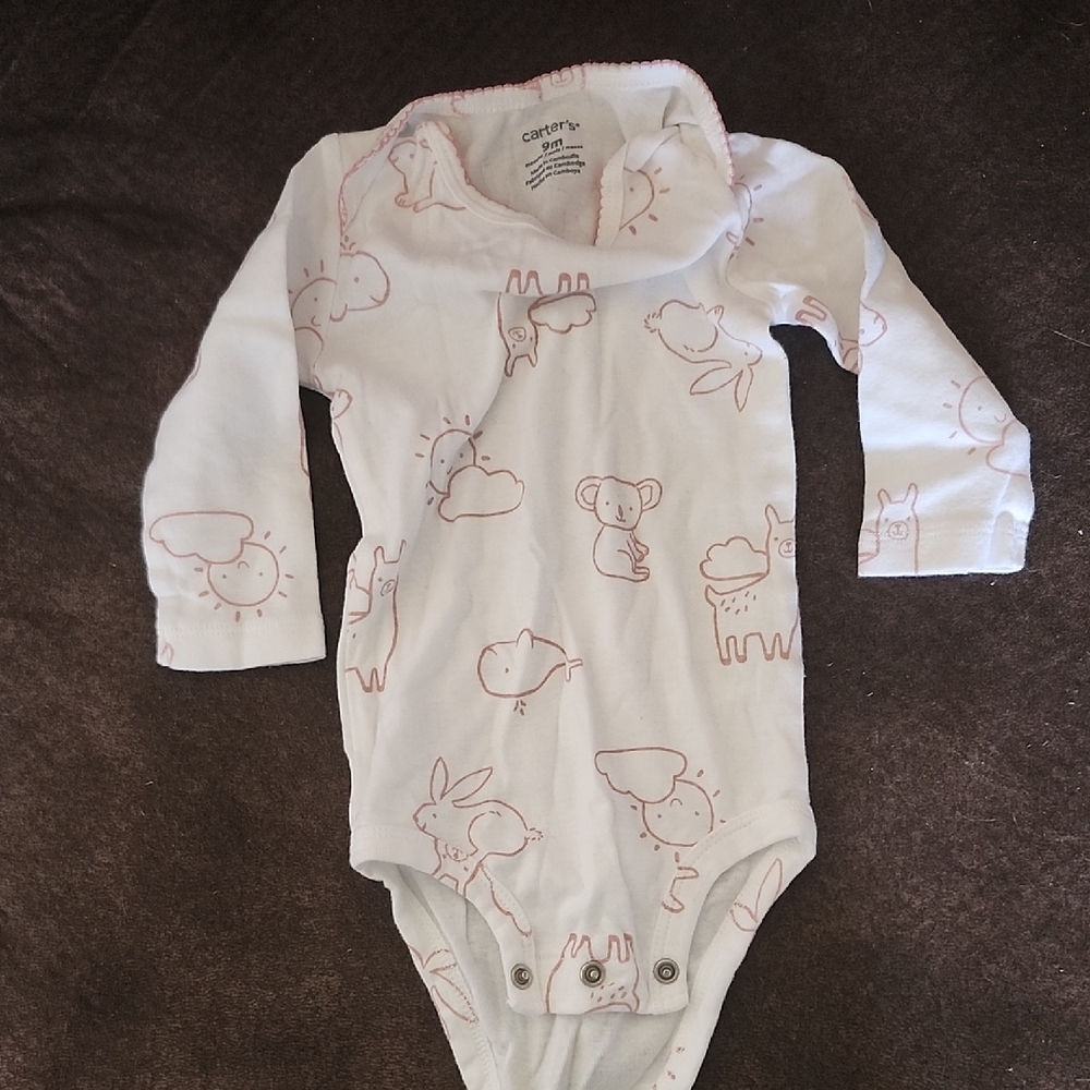 Carter's Cream and Pink Animal Print Bodysuit